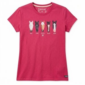 Ariat Youth Girls Pink Identity Parade Horse Markings Graphic Tee Shirt Large 12